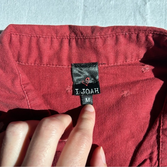 ❗️3/$15❗️Distressed Burgundy Button Up Top - Picture 8 of 13